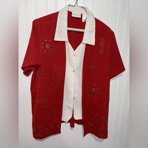 Alfred Dunner Vintage Boho Top & Pant Set| Size 14